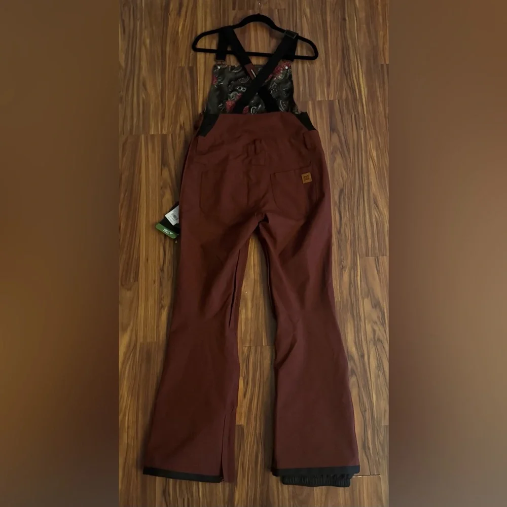 Maroon Snow Bib with Pockets - Picture 2 of 4